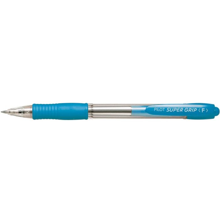 Boligrafo Pilot Super Grip Celeste Retractil Sujecion De Caucho Tinta Base De Aceite 12 unidades 1