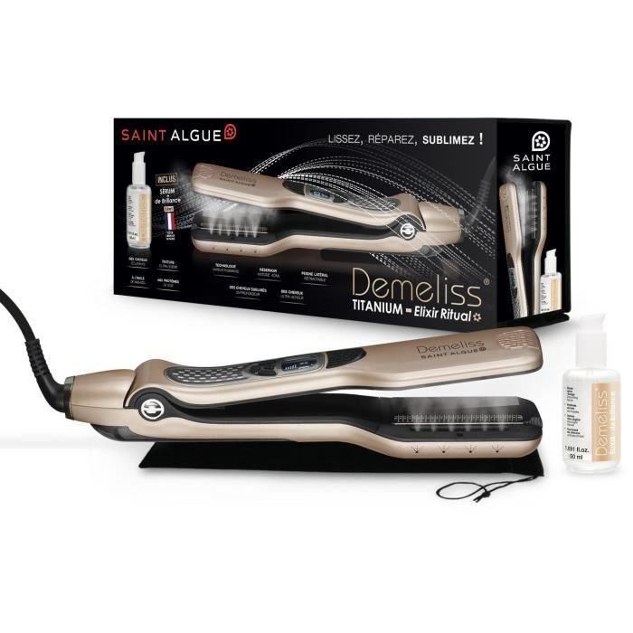 SAINT ALGUE 3992 - Caja Demeliss Titanium: Plancha al vapor + Elixir Tratamiento de brillo ritual 50ml - 150 ° C a 230 ° C - Auto stop SAINT ALGUE 3992 - Caja Demeliss Titanium: Plancha al vapor + Elixir Tratamiento de brillo ritual 50ml - 150 ° C a 230 ° C - Auto stop