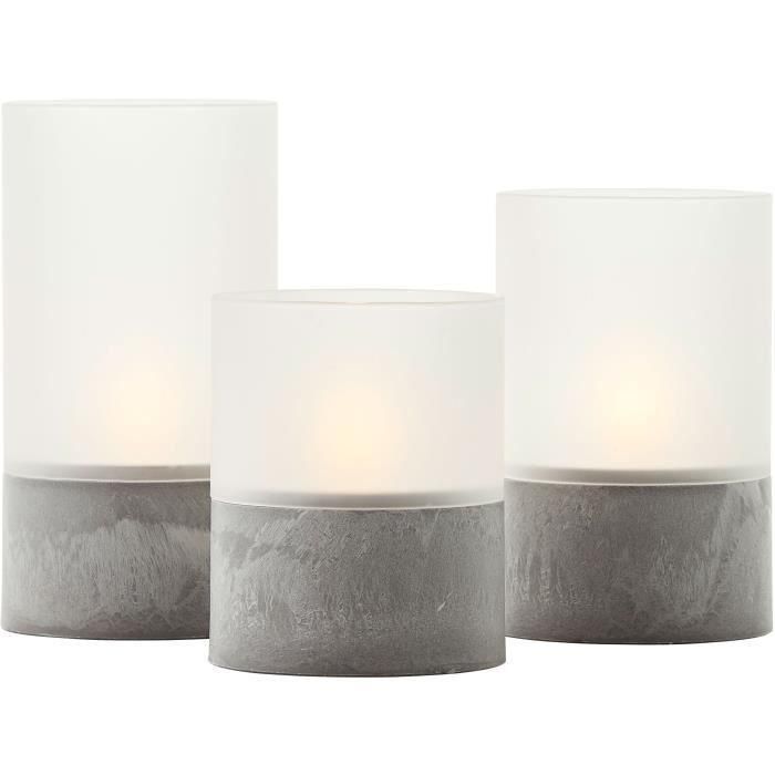 Lote 3 Lámparas de mesa LED BRILLIANT CANDLE - 2500K - Plástico y vidrio - Gris y blanco mate 5 Lote 3 Lámparas de mesa LED BRILLIANT CANDLE - 2500K - Plástico y vidrio - Gris y blanco mate 5
