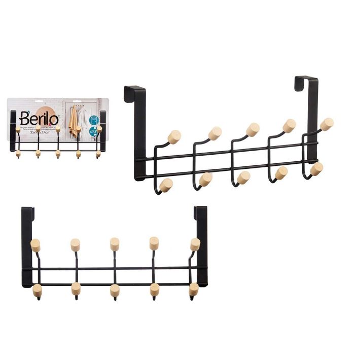 Percha Metal 10 Ganchos Madera Negro Berilo 35X17CM (6 Unidades) Percha Metal 10 Ganchos Madera Negro Berilo 35X17CM (6 Unidades)