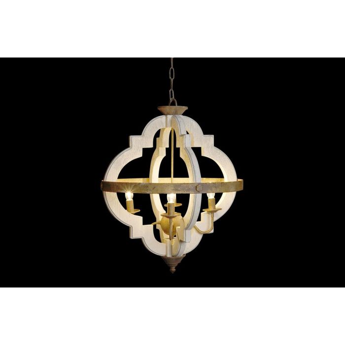 Lámpara de Techo Home ESPRIT Blanco Bronce Hierro Abeto 40 W 63 x 63 x 74 cm 5 Lámpara de Techo Home ESPRIT Blanco Bronce Hierro Abeto 40 W 63 x 63 x 74 cm 5