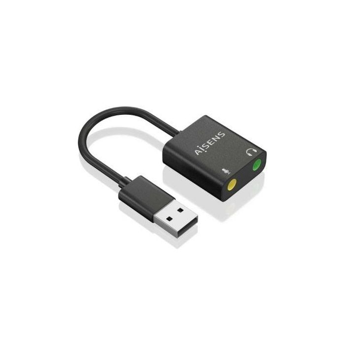 AISENS - CONVERSOR USB-A A AUDIO 48KHz, USB-A/M-2xJACK 3.5/H, NEGRO, 10CM 1 AISENS - CONVERSOR USB-A A AUDIO 48KHz, USB-A/M-2xJACK 3.5/H, NEGRO, 10CM 1