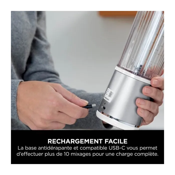 Ninja BC151EUWH Batidora de vaso portátil, 0,532 L, Picahielos, Blanco 3