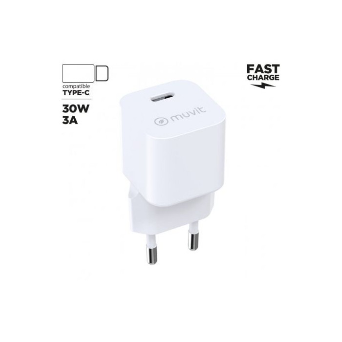 Cargador de Pared Muvit For Change MCACC0047/ 1xUSB Tipo-C/ 30W 1
