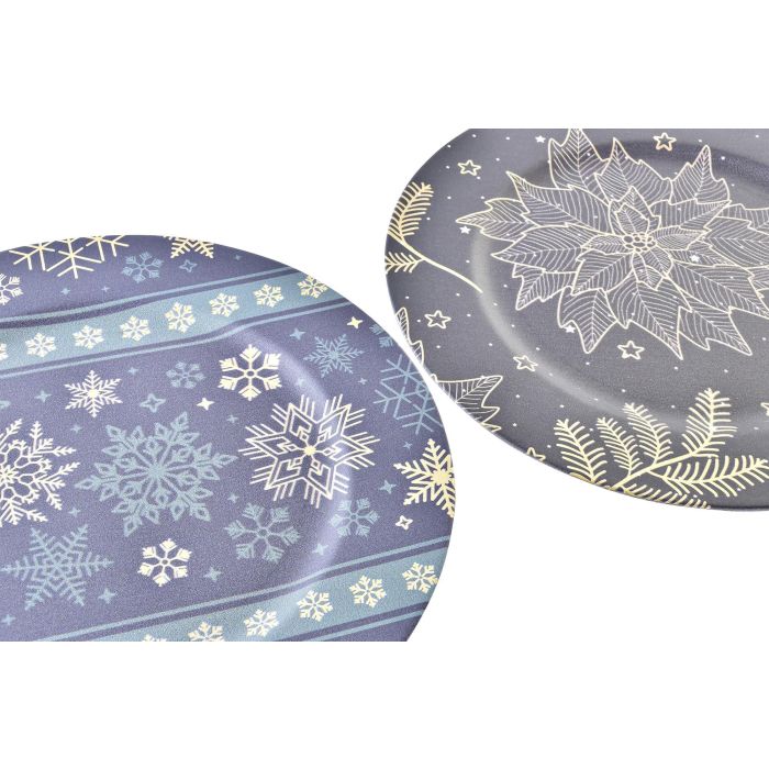 DKD Home Decor Centro Mesa Navidad Moderna Negro Dorado 33 x 2 x 33 cm (12 Unidades) 1