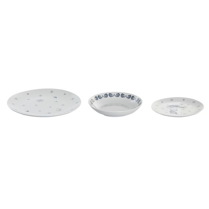 DKD Home Decor Vajilla Colección Atlántico Porcelana Azul Blanco Set de 18 Piezas Apta para Microondas y Lavavajillas 1