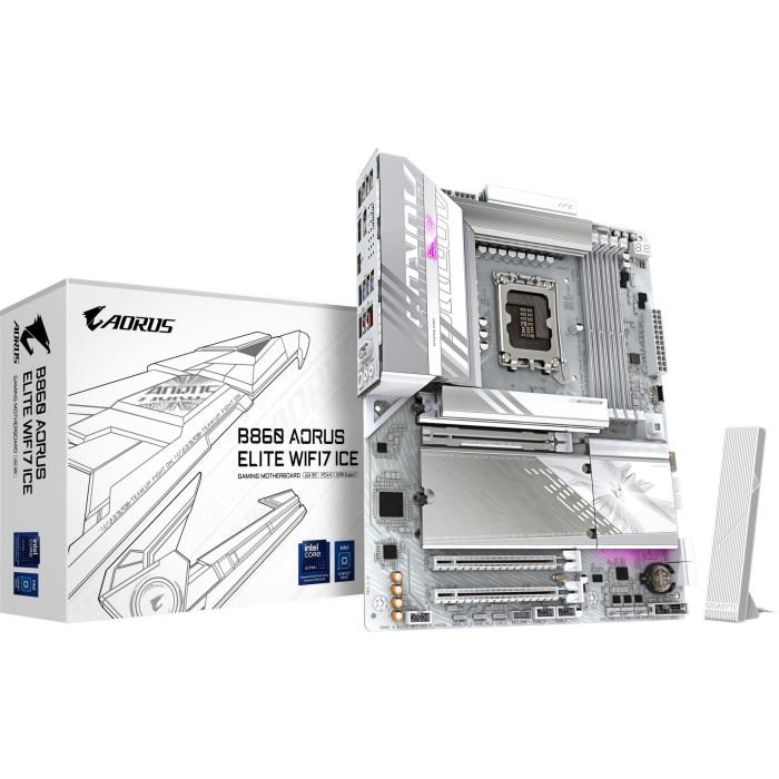 GIGABYTE AORUS B860 AORUS ELITE WIFI7 ICE Placa Base Intel B860 LGA 1851 ATX, DDR5 hasta 9200MHz, PCIe 5.0, Wi-Fi 7, LAN 2.5G, USB 4 0 GIGABYTE AORUS B860 AORUS ELITE WIFI7 ICE Placa Base Intel B860 LGA 1851 ATX, DDR5 hasta 9200MHz, PCIe 5.0, Wi-Fi 7, LAN 2.5G, USB 4 0