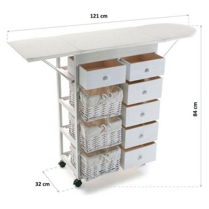 Versa Mueble Cajonero Blanco 32 x 84 cm de Madera 2 Versa Mueble Cajonero Blanco 32 x 84 cm de Madera 2