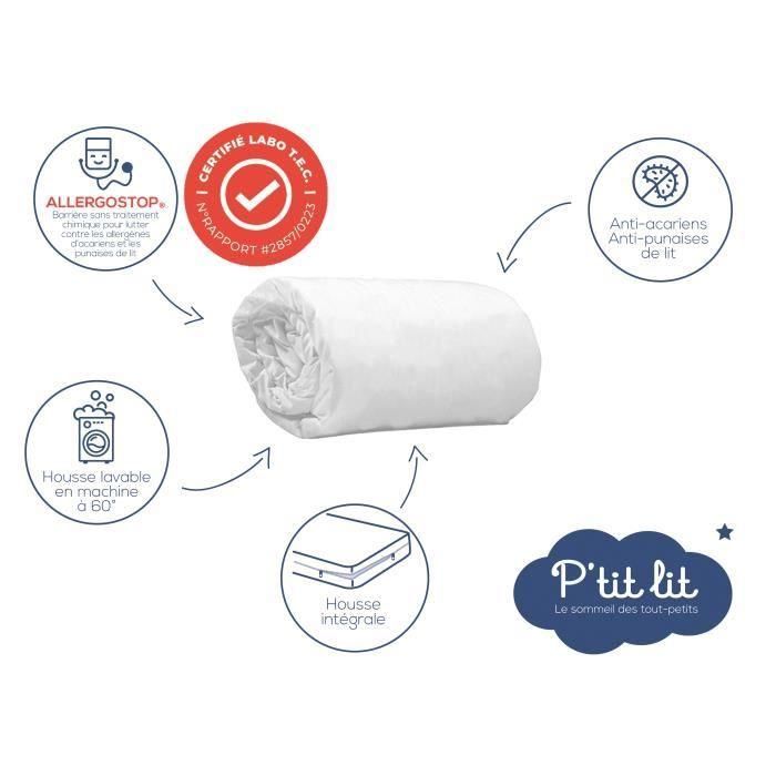 Juego de 2 protectores de colchón para bebé Allergostop - 60x120 cm - Contra chinches y ácaros - Funda impermeable completa 1 Juego de 2 protectores de colchón para bebé Allergostop - 60x120 cm - Contra chinches y ácaros - Funda impermeable completa 1