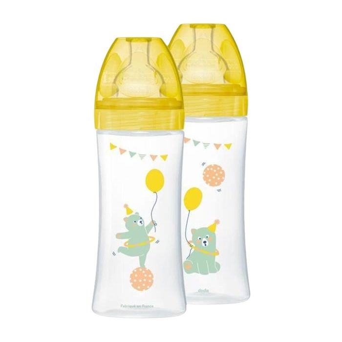 Dodie Biberones Sensation+ Lote de 2x330ml Anticólicos con Tetina Plana Flujo Rápido para Lactancia Mixta