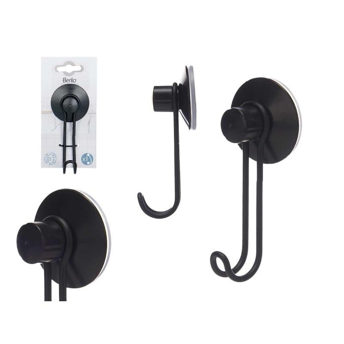 Berilo Percha de Metal Negro Mate con 1 Gancho de Ventosa – Acero y Plástico ABS, 6x13x4 cm (24 Unidades) 0 Berilo Percha de Metal Negro Mate con 1 Gancho de Ventosa – Acero y Plástico ABS, 6x13x4 cm (24 Unidades) 0