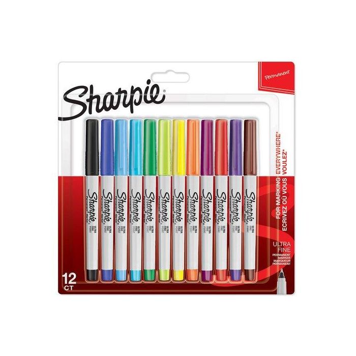 Sharpie Rotulador Permanente Punta Ultrafina, Blíster de 12 Unidades
