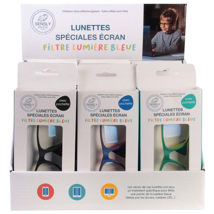 Sensly Gafas Anti-Luz Azul Niños | Filtrado Luz Azul Pantallas | Monturas Colores Surtidos con Funda | Graduaciones 2.5, 3, 3.5 3