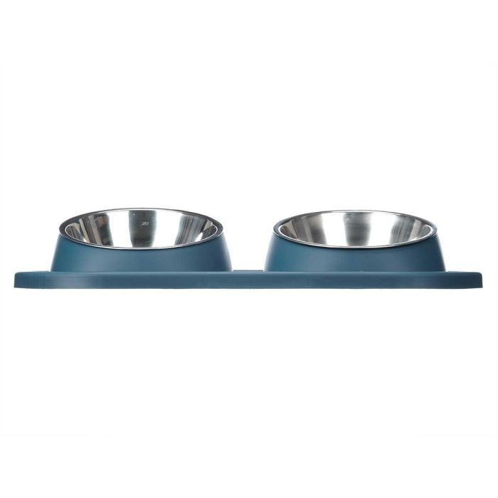 Comedero Doble Metálico Azul Mascow 40x22x8.5 cm (12 Unidades) 3 Comedero Doble Metálico Azul Mascow 40x22x8.5 cm (12 Unidades) 3