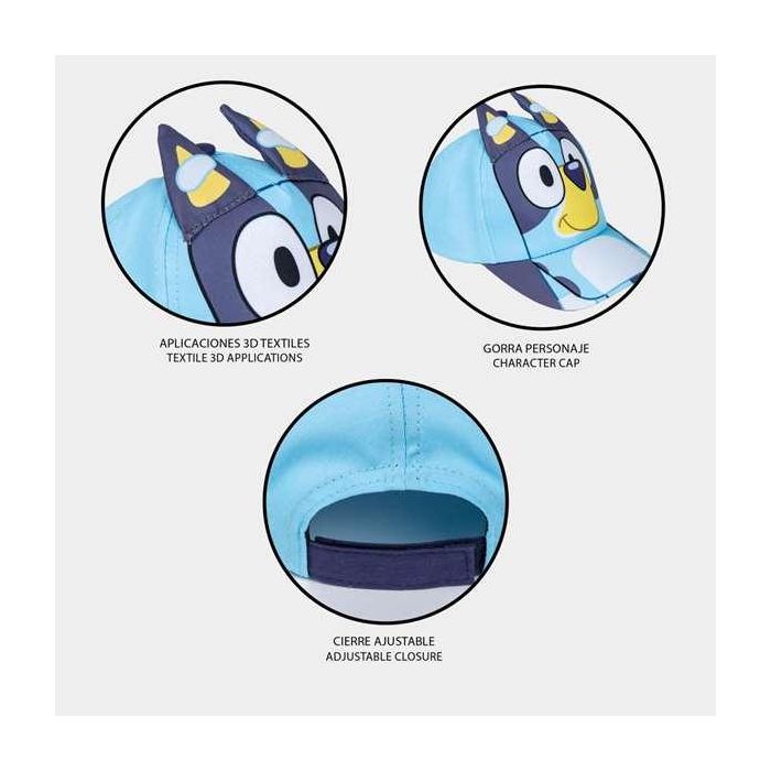 Cerdá T53C Gorra Premium Infantil de Bluey con Aplicaciones del Personaje, Color Azul, Talla 53 cm (Edad 2 a 8 Años) 3
