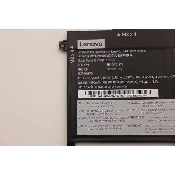 Lenovo Internal battery with 50Wh capacity, 3-cell Lithium-Ion design, CXP interface, compatible with Lenovo ThinkPad systems. 3 Lenovo Internal battery with 50Wh capacity, 3-cell Lithium-Ion design, CXP interface, compatible with Lenovo ThinkPad systems. 3