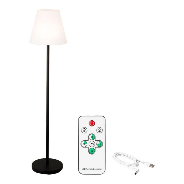 Lumineo 894459 Lámpara de Pie LED Recargable para Exterior e Interior con Mando a Distancia, Blanco y Negro, 150 cm