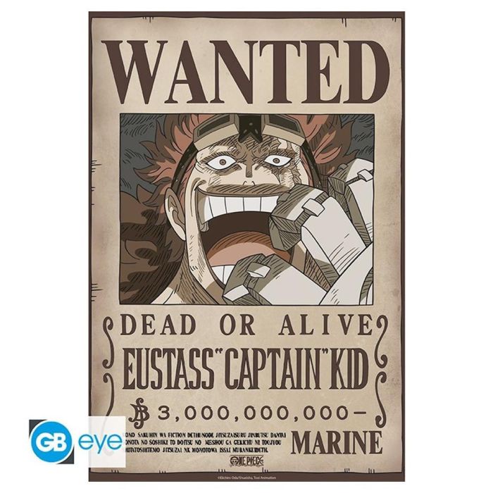 GB Eye Poster Chibi One Piece - Eustass Kid Recompensa 3.000.000.000 Bayas, 52x38cm, Papel Laminado 170g/m²
