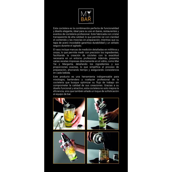 Coctelera de Vidrio con Tapa de Acero 400 ml My Bar - Inde (12 Unidades) 4 Coctelera de Vidrio con Tapa de Acero 400 ml My Bar - Inde (12 Unidades) 4