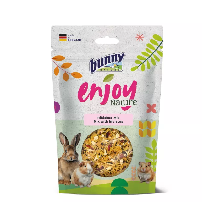 Bunny Nature Snacks Enjoy Nature Mix Con Hibisco para Conejos y Pequeños Mamíferos 7x50 gr