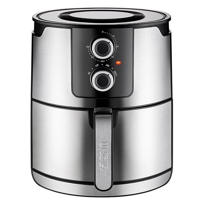 Unold 58655 Freidora de Aire Caliente XL 5L 1400W Negra/Acero Inoxidable con Funciones Hornear y Asar