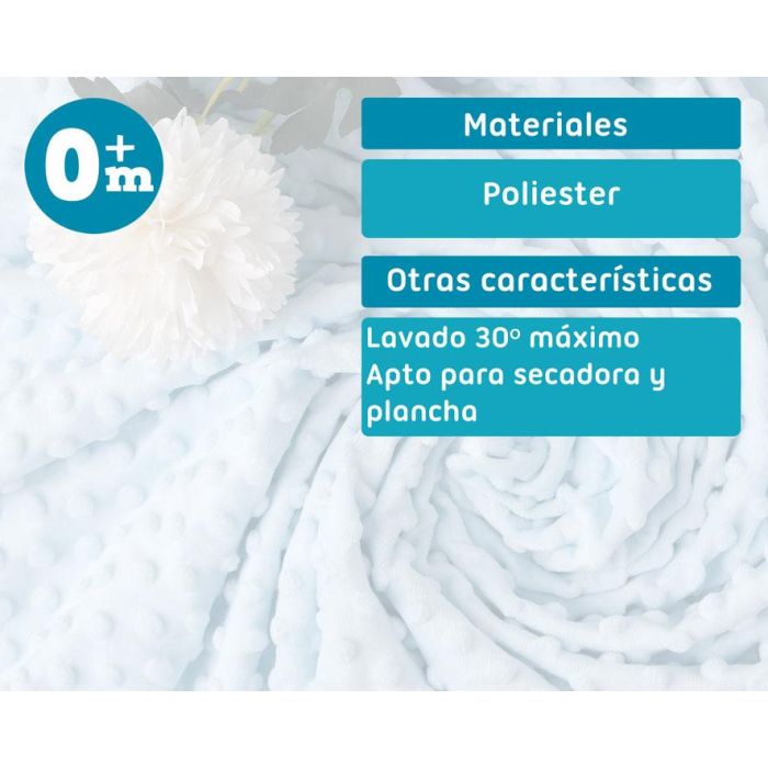 KioKids Manta Bebé Color Azul Tundosada Tacto Suave 80x110 cm Polyester +0 Meses 5