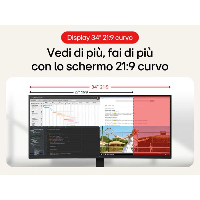 LG Monitor Curvo 34" UltraWide LG8806096594759, Panel IPS 100 Hz 5 ms 13