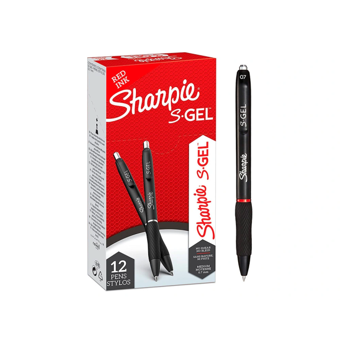 Sharpie Bolígrafo S-Gel Punta Media 0.7 mm Tinta Gel Roja Antimanchas (Set de 12) (Set de 12) 5