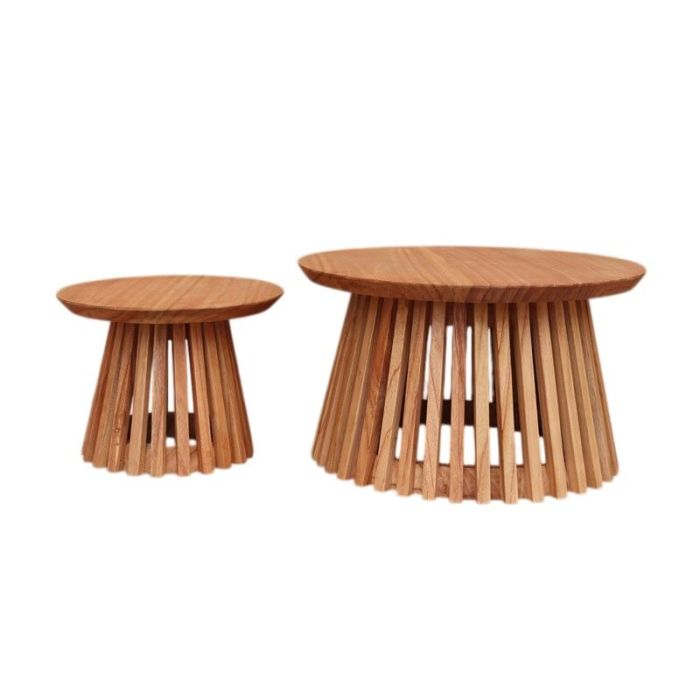 DKD Home Decor Mesa Centro Scandi Mindi 60x60x35 cm Set de 2 Mesas Bajas para Salón, Diseño Nórdico Moderno