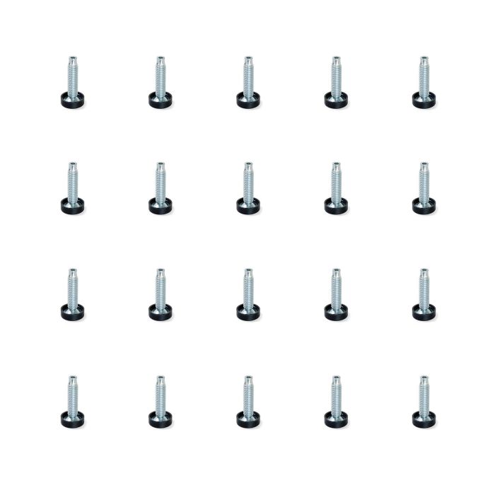 Emuca Lote de 20 pies niveladores para mueble, regulación interior, M10, diámetro 23mm, altura 46mm, Acero y plástico 0 Emuca Lote de 20 pies niveladores para mueble, regulación interior, M10, diámetro 23mm, altura 46mm, Acero y plástico 0