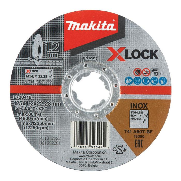 Makita E-00418 Disco de Corte para Acero Inoxidable 125 mm x 1.2 mm con Centro Plano - Disco de Tronzar 4-1/2" Máx. 80 m/s 0 Makita E-00418 Disco de Corte para Acero Inoxidable 125 mm x 1.2 mm con Centro Plano - Disco de Tronzar 4-1/2" Máx. 80 m/s 0