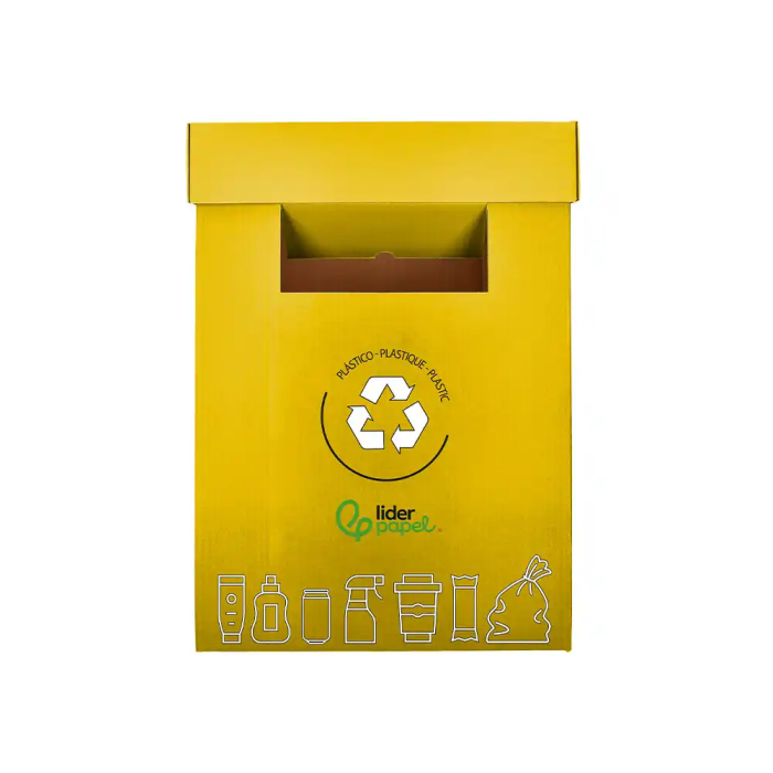 Liderpapel Contenedor Papelera Reciclaje para Envases 70L Amarillo 450x350x650mm Cartón Reciclado 2