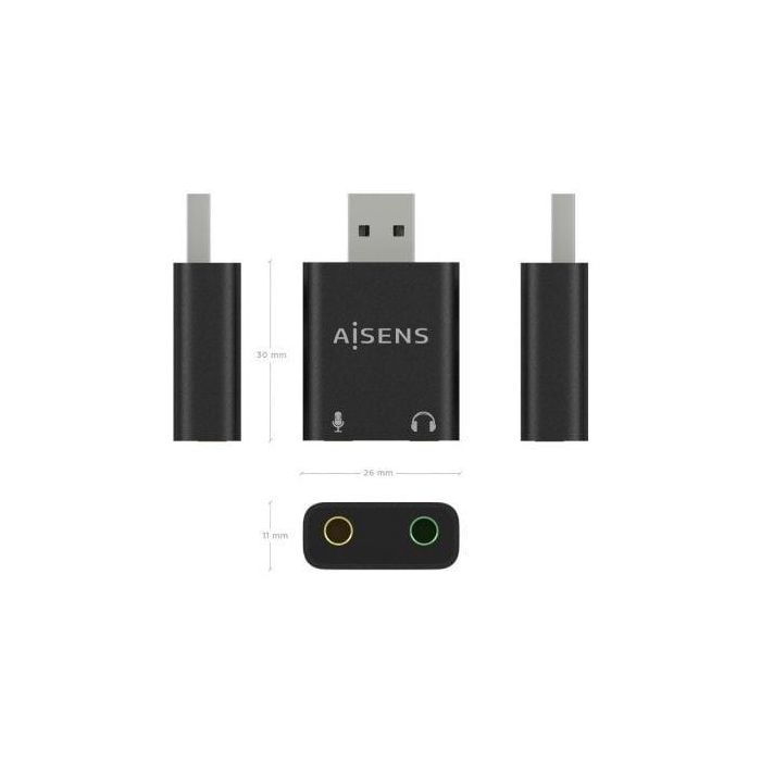 AISENS - CONVERSOR USB-A A AUDIO 48KHz, USB-A/M-2xJACK 3.5/H, NEGRO 2 AISENS - CONVERSOR USB-A A AUDIO 48KHz, USB-A/M-2xJACK 3.5/H, NEGRO 2