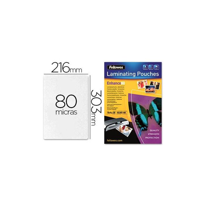 Fellowes Fundas De Plastificar 80 Micras A4 Brillo Pack 25 Ud