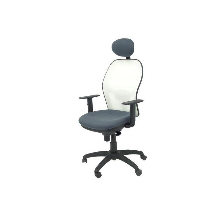 Silla Piqueras Y Crespo Jorquera Brazos Regulables Cabecero Fijo Mecanismo Sincro Con Regulador De Tension Respaldo De Malla Blanca Y Asiento Tapizado Bali Gris Oscuro