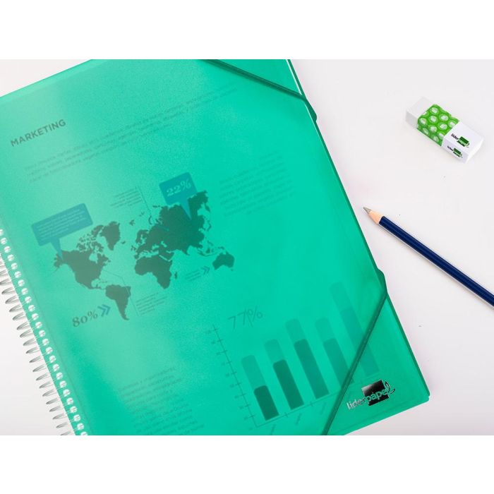 Carpeta Liderpapel Escaparate Con Espiral 60 Fundas Polipropileno Din A4 Verde 9