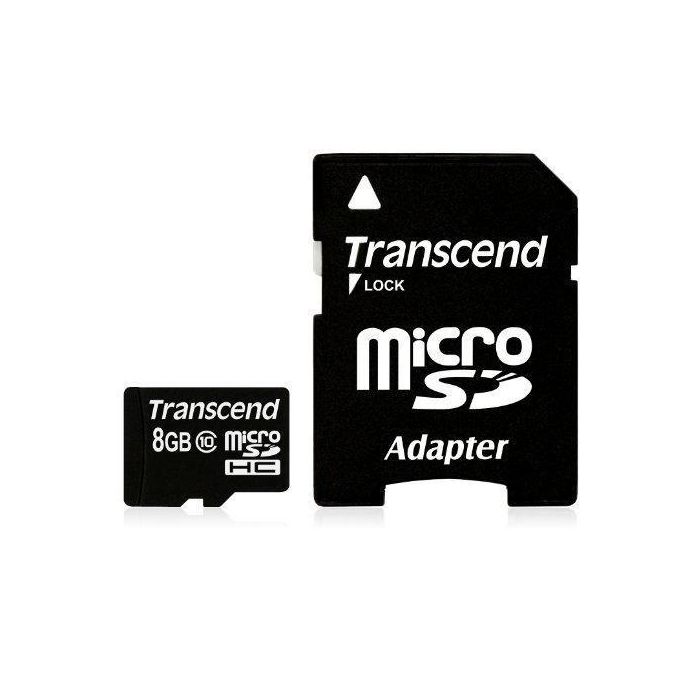 Transcend MicroSD Card SDHC 8GB + AdaptemicroSDXC/SDHC Class 10 8GB
