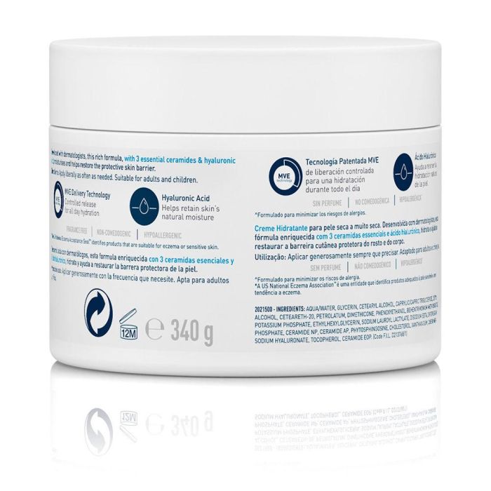 Cerave Crema Hidratante Rostro y Cuerpo con Ácido Hialurónico y Ceramidas Esenciales, 340 gr 1