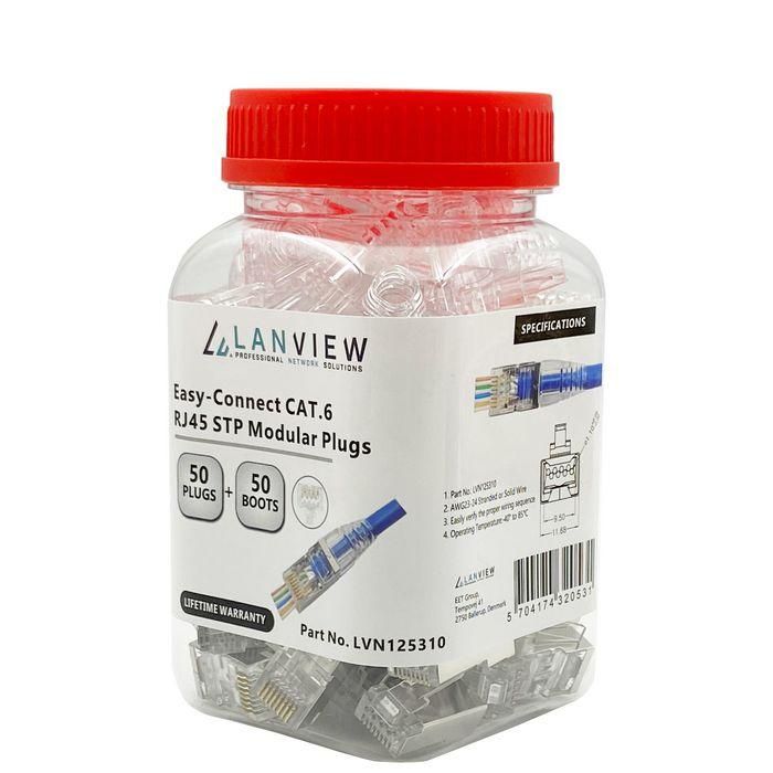 Lanview Conector RJ45 STP Cat6 para conductores trenzados/sólidos AWG23-24