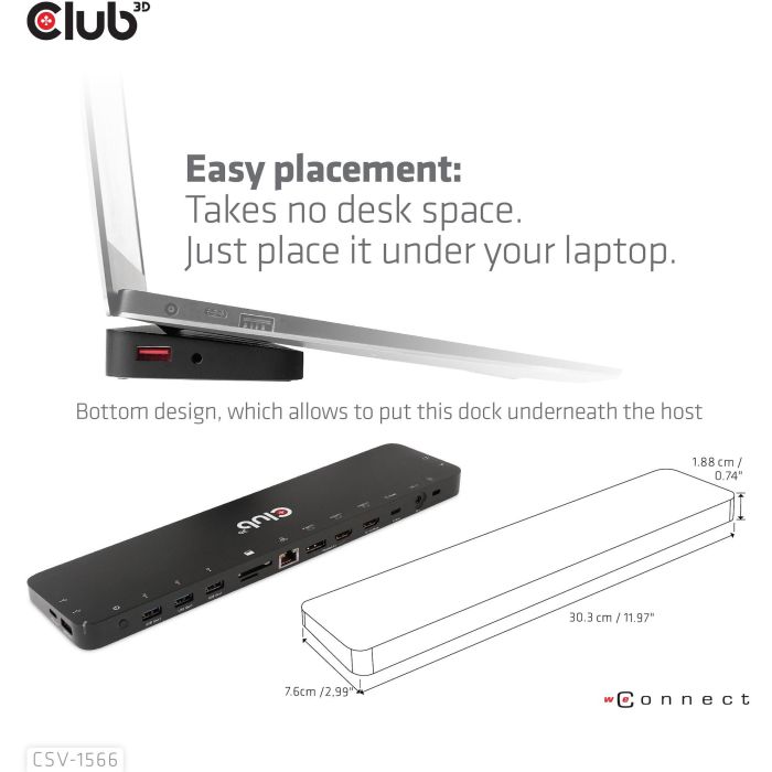 Club3D CSV-1566 Docking Station USB-C 4K 120W con 6xUSB 3.0, DisplayPort, 2xHDMI, Ethernet y Lector de Tarjetas SD/MicroSD 2