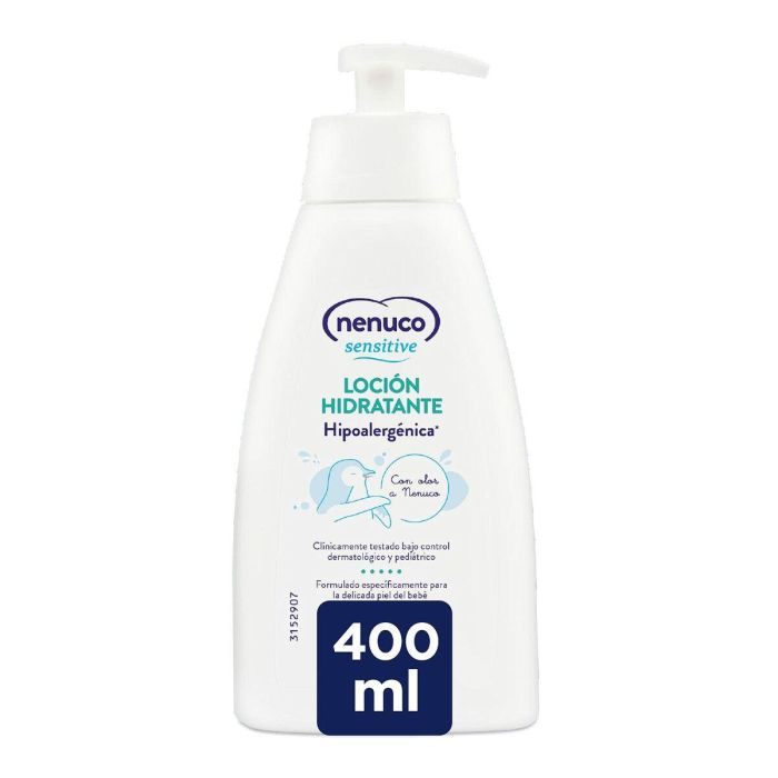 Nenuco Loción Hidratante Sensitive para Bebés Hipoalergénica 400 ml con Dosificador – Hidratación Profunda 24 Horas Piel Delicada