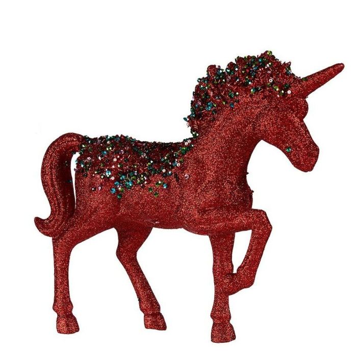 Figura Decorativa Unicornio Rojo Plástico 9,5 x 31 x 40 cm (6 Unidades) 1