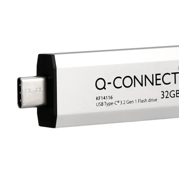 Q-connect Memoria USB Flash Drive 32 GB USB 3.2 Tipo C Conector Deslizante Plateado 6