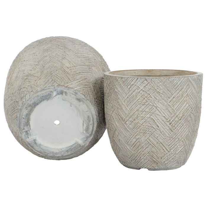 Set de Maceteros Home ESPRIT Beige Fibra de Vidrio Magnesio 44,5 x 44,5 x 43 cm (3 Unidades) 2 Set de Maceteros Home ESPRIT Beige Fibra de Vidrio Magnesio 44,5 x 44,5 x 43 cm (3 Unidades) 2