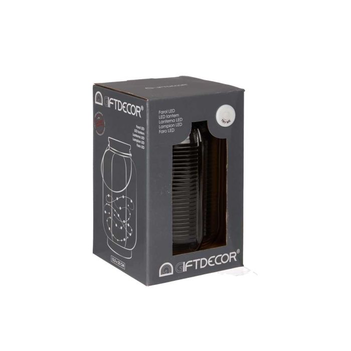 Farol LED Giftdecor Antracita 14x22x14 cm, Vidrio, Gris/Oro, 20 LED (6 Unidades) 2