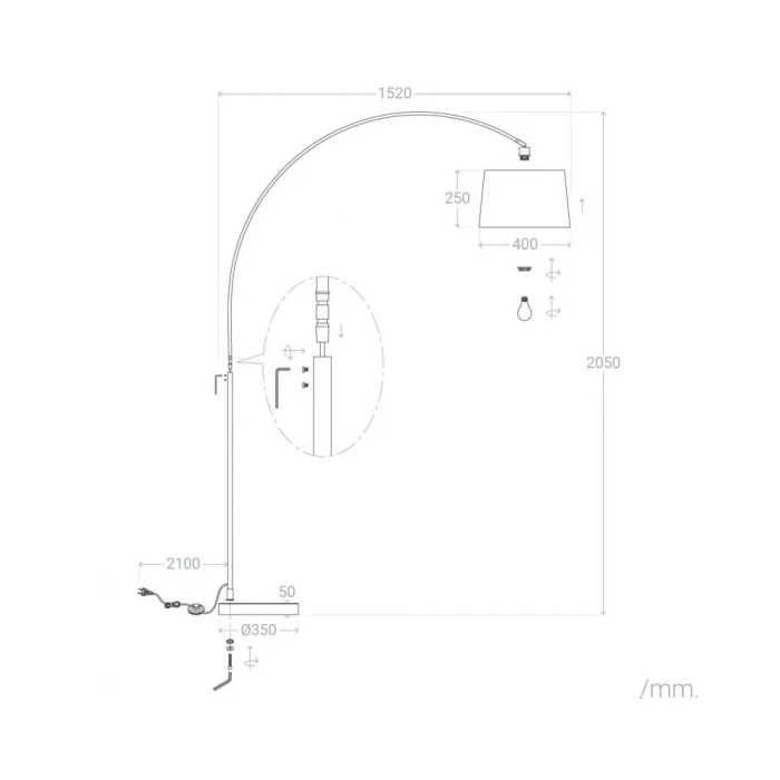 Borujerd Lámpara de Suelo SKD-F1000 Metal Minimalista Decoración Minimalista