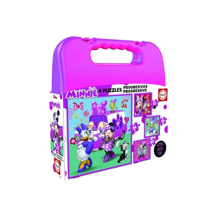 Educa Puzzles Progresivos Minnie Happy Helpers 12-16-20-25 Piezas en Maletín