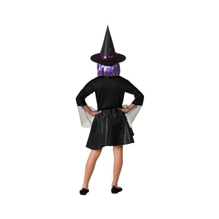 Disfraz Infantil Bruja con Vestido Corto Morado y Sombrero para Niña 3-4 Años - Ideal para Halloween, Fiestas y Espectáculos 2