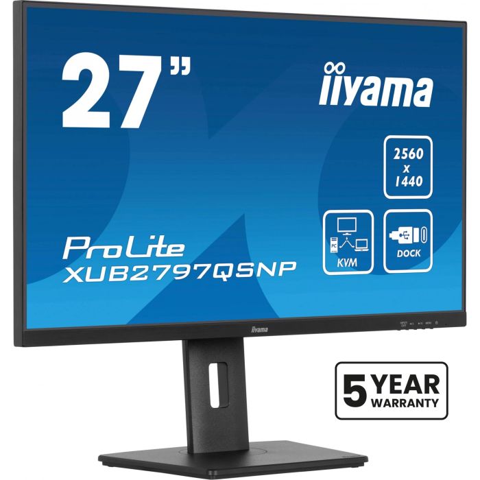 iiyama XUB2797QSNP-B1 Monitor 27" Quad HD IPS 1ms USB-C HDMI DP