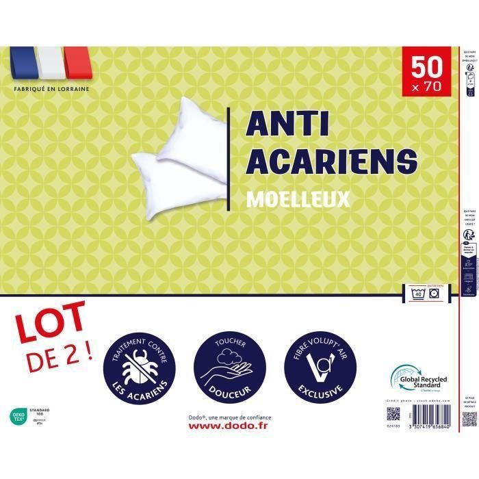 Dodo DOD3307419656840 Juego de 2 almohadas antiácaros 50x70 cm 100% Poliéster 1 Dodo DOD3307419656840 Juego de 2 almohadas antiácaros 50x70 cm 100% Poliéster 1